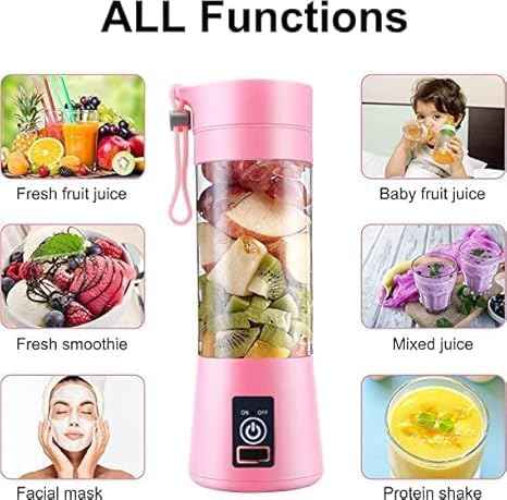 Portable Blender for Juices, Shakes, Smoothies, Crushing Ice, USB Rechargeable Battery with 4000 mAh 180Watts Motor,450ml