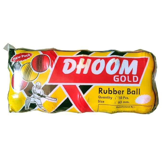 DHOOM GOLD Rubber Jumper Rubber Cricket Balls (Standard Size) -Pack Of 10