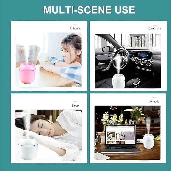 USB Mini Air Humidifier – Silent Cool Mist Diffuser for Home, Office & Travel, Portable & Compact Design with LED Light