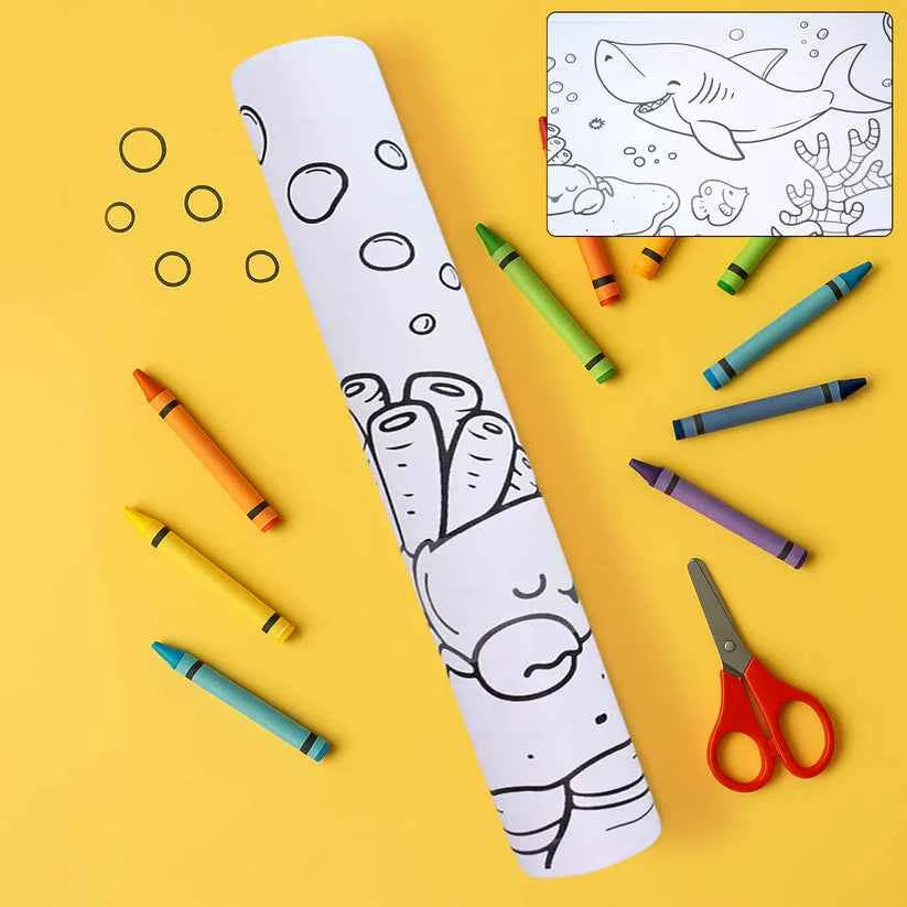 Drawing Paper Roll for Kids, 30 x 300 Cm Large Coloring Poster for Toddlers, Art Paper, Kids Coloring Drawing Paper Roll Best Birthday Gift Kids (Wall Not Sticking)【 Mix-Design 】