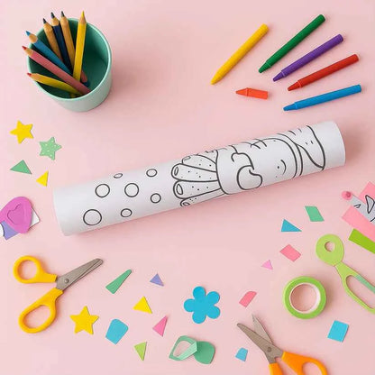 Drawing Paper Roll for Kids, 30 x 300 Cm Large Coloring Poster for Toddlers, Art Paper, Kids Coloring Drawing Paper Roll Best Birthday Gift Kids (Wall Not Sticking)【 Mix-Design 】