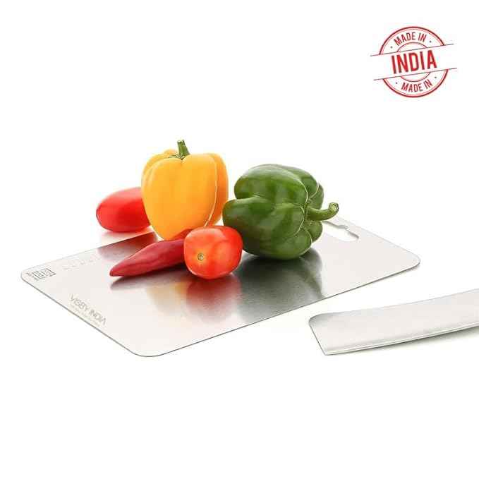 Heavy Duty Stainless Steel Chopping Board for Vegetable, Fruit Cutting, Kneading & Cake Prep – Rust-Free, Durable Design (Chopping Board (31.8CM X 21CM)