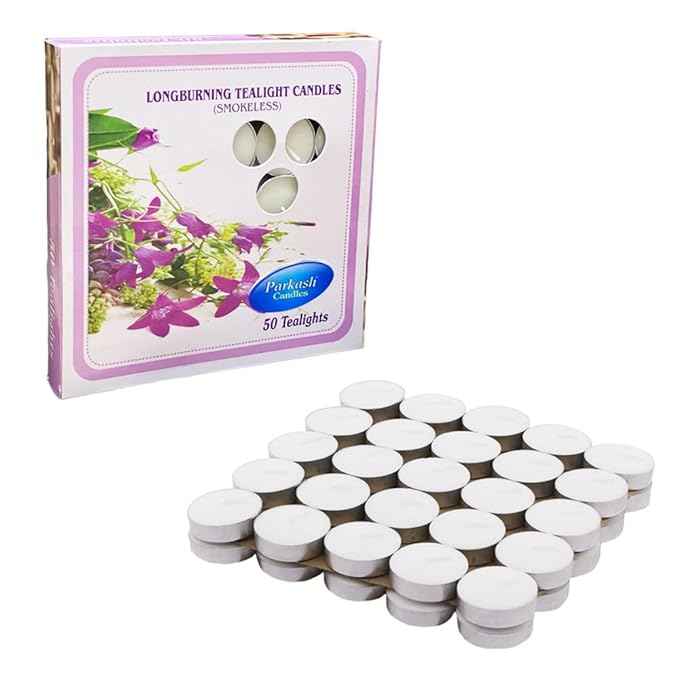 PROSPERRO LUMO by Parkash Candles Paraffin Wax Candles Tea Lights, Unscented ( 2.5hr ) (Set of 50)