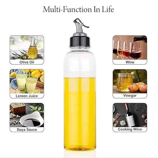 1L Oil Dispenser Bottle, BPA-Free Clear Plastic, Leak-Proof Drip-Free Spout & Lid, Precision Pouring for Cooking Oil, Vinegar & Dressings, Unbreakable Kitchen Container