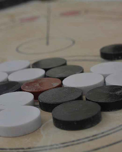 Carrom Coins (Goti) with 1 Striker & 5g Powder Carrom Board Game Accessories | 6mm Sheet Acrylic Coins