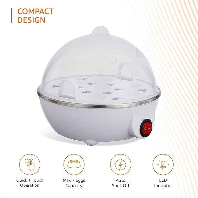 Egg Boiler Electric Automatic Off 7 Egg Poacher For Steaming, Cooking, Boiling And Frying, (350 Watts,Multicolor)