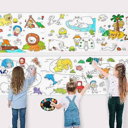 Drawing Paper Roll for Kids, 30 x 300 Cm Large Coloring Poster for Toddlers, Art Paper, Kids Coloring Drawing Paper Roll Best Birthday Gift Kids (Wall Not Sticking)【 Mix-Design 】