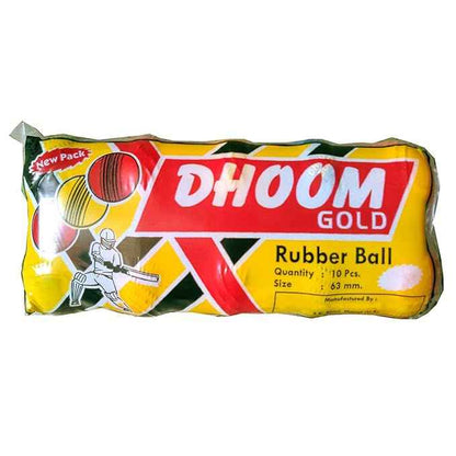 DHOOM GOLD Rubber Jumper Rubber Cricket Balls (Standard Size) -Pack Of 10