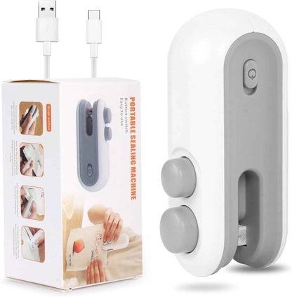 Mini seal Machine, 2 in 1 USB Rechargeable Magnetic Heat Sealing & Cutting, Portable Handheld Vacuum Sealer for Food, Snacks, Chips, Fresh Storage, Plastic Bags sealer Machine