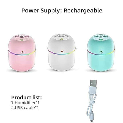 USB Mini Air Humidifier – Silent Cool Mist Diffuser for Home, Office & Travel, Portable & Compact Design with LED Light