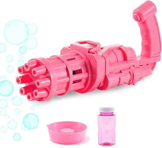 Kids World 8-Hole Electric Gatling Bubble Gun Toy for Kids | Battery-Operated Bubble Maker with Soap Solution | Fun Indoor & Outdoor Bubble Machine for Boys & Girls Aged 3+ | (Multicolor, Pack of 1)