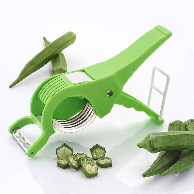 2 in 1 Vegetable and Fruit Multi Cutter, Peeler, Slicer Easy Slicing Sharp Stainless Steel 5 Blade Multifunctional Kitchen Tool