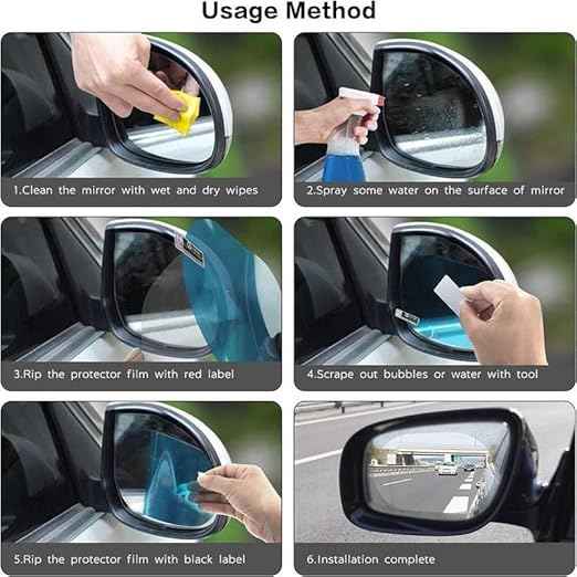 Anti Fog Film for Car Mirror Sticker - Window Film Water Protective Sticker for Anti-Glare, Anti-Scratch, Rainproof (1pc)