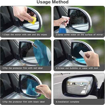Anti Fog Film for Car Mirror Sticker - Window Film Water Protective Sticker for Anti-Glare, Anti-Scratch, Rainproof (1pc)