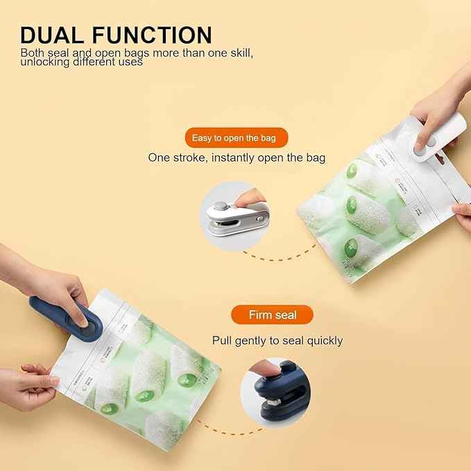 Mini seal Machine, 2 in 1 USB Rechargeable Magnetic Heat Sealing & Cutting, Portable Handheld Vacuum Sealer for Food, Snacks, Chips, Fresh Storage, Plastic Bags sealer Machine