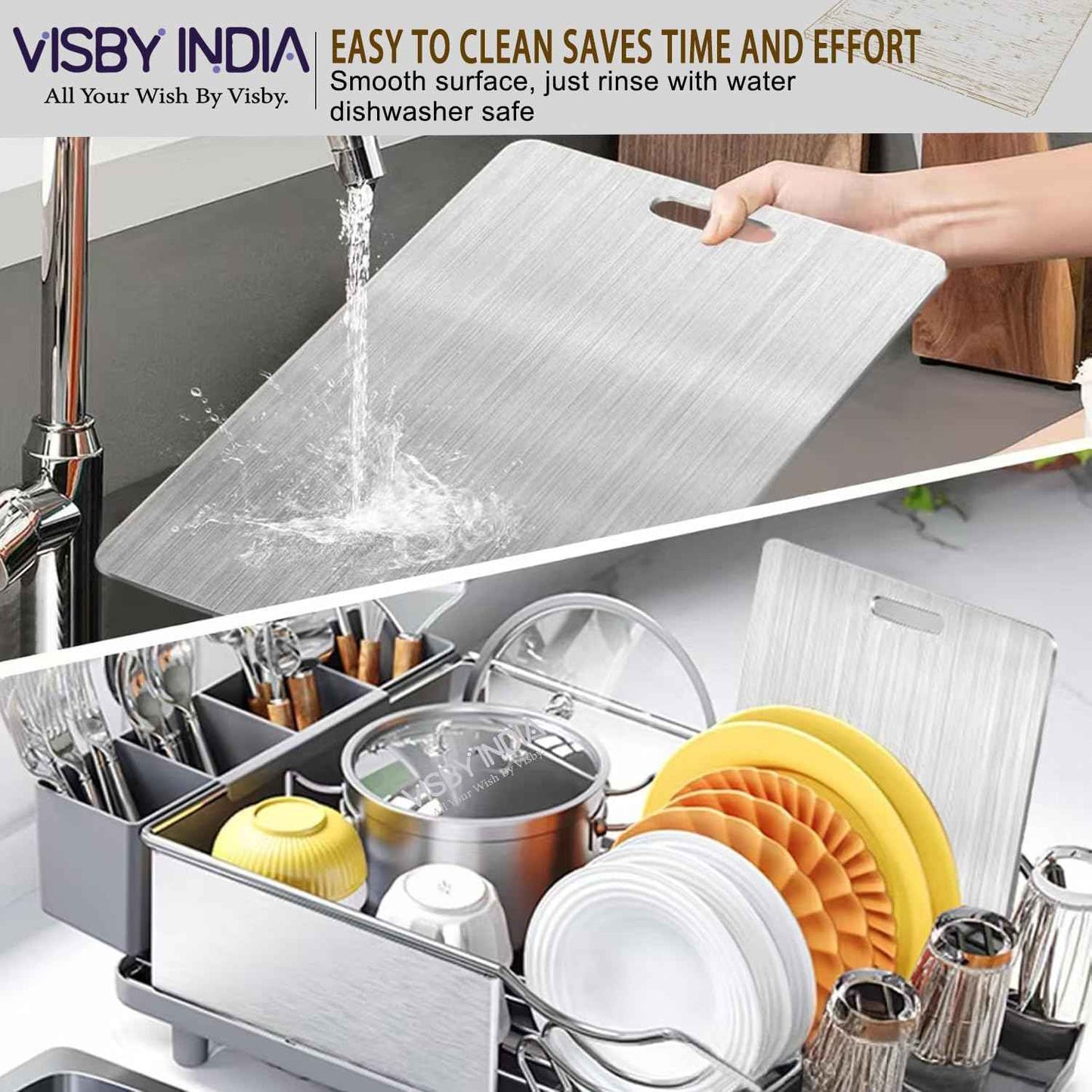 Heavy Duty Stainless Steel Chopping Board for Vegetable, Fruit Cutting, Kneading & Cake Prep – Rust-Free, Durable Design (Chopping Board (31.8CM X 21CM)
