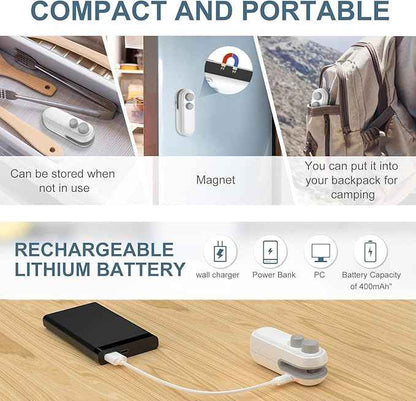 Mini seal Machine, 2 in 1 USB Rechargeable Magnetic Heat Sealing & Cutting, Portable Handheld Vacuum Sealer for Food, Snacks, Chips, Fresh Storage, Plastic Bags sealer Machine