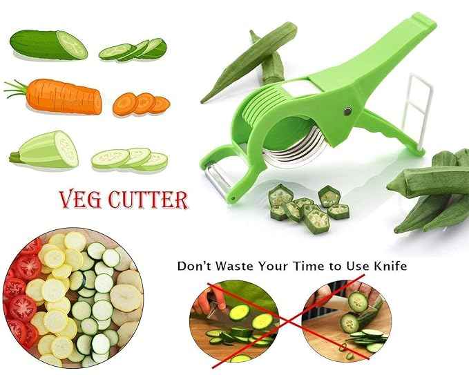 2 in 1 Vegetable and Fruit Multi Cutter, Peeler, Slicer Easy Slicing Sharp Stainless Steel 5 Blade Multifunctional Kitchen Tool