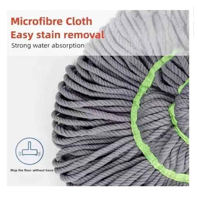 Microfibre Twist Mop, Self-Wringing Floor Cleaning Mop with Extendable Handle, Grey Pack of-1