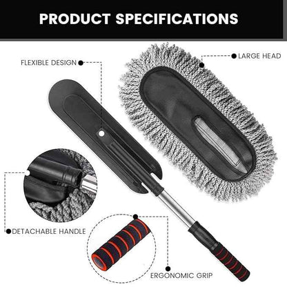 Car Dust Cleaner with Extendable Handle | Microfiber Cleaning Brush for Car, Truck, SUV | Lint-Free, Scratch-Free Auto Duster for Interior & Exterior – Washable & Reusable
