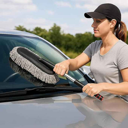 Car Dust Cleaner with Extendable Handle | Microfiber Cleaning Brush for Car, Truck, SUV | Lint-Free, Scratch-Free Auto Duster for Interior & Exterior – Washable & Reusable