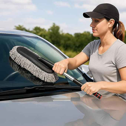 Car Dust Cleaner with Extendable Handle | Microfiber Cleaning Brush for Car, Truck, SUV | Lint-Free, Scratch-Free Auto Duster for Interior & Exterior – Washable & Reusable