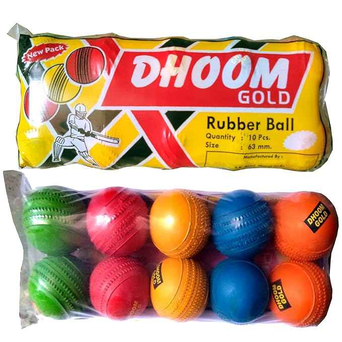DHOOM GOLD Rubber Jumper Rubber Cricket Balls (Standard Size) -Pack Of 10