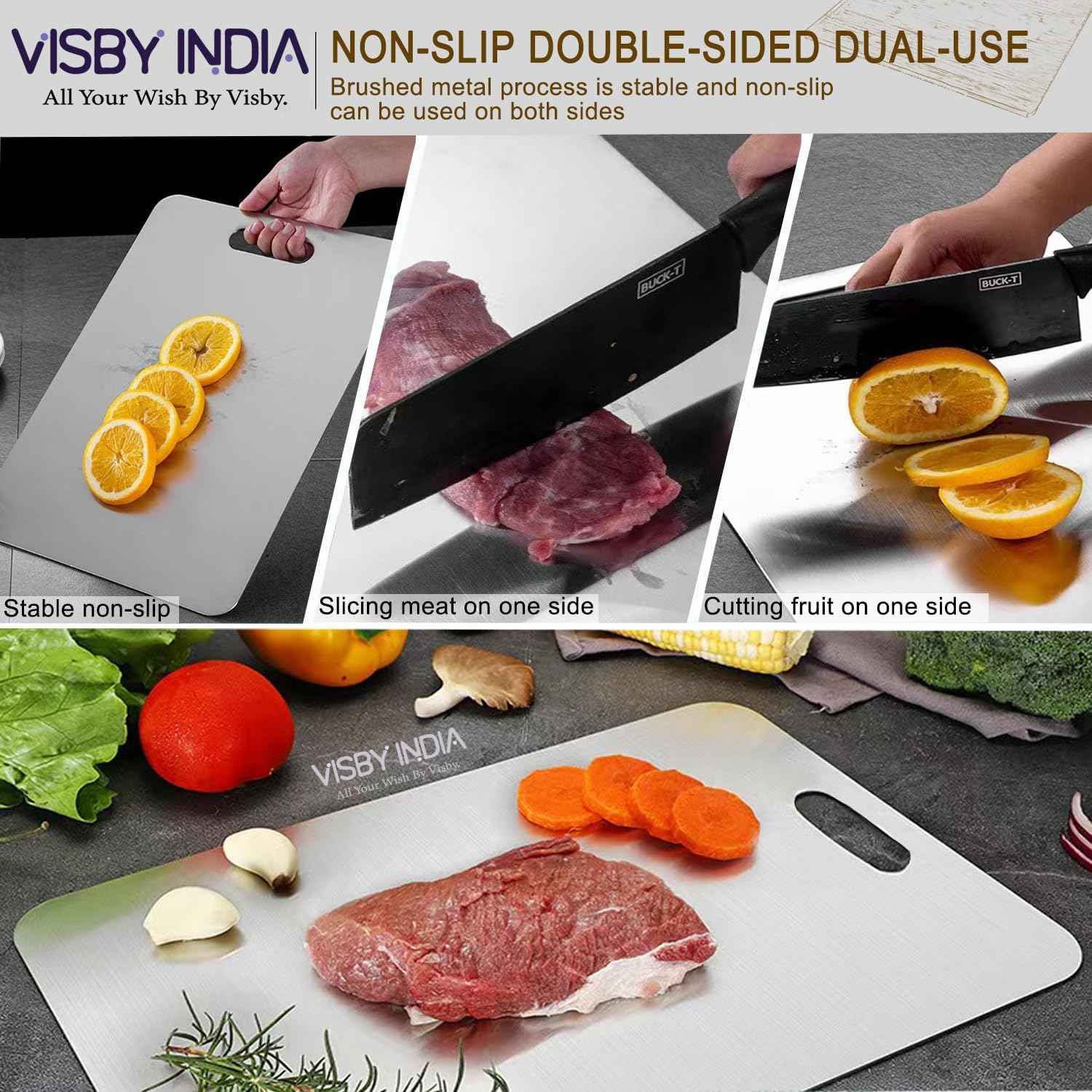 Heavy Duty Stainless Steel Chopping Board for Vegetable, Fruit Cutting, Kneading & Cake Prep – Rust-Free, Durable Design (Chopping Board (31.8CM X 21CM)