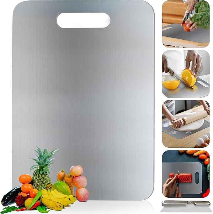 Heavy Duty Stainless Steel Chopping Board for Vegetable, Fruit Cutting, Kneading & Cake Prep – Rust-Free, Durable Design (Chopping Board (31.8CM X 21CM)